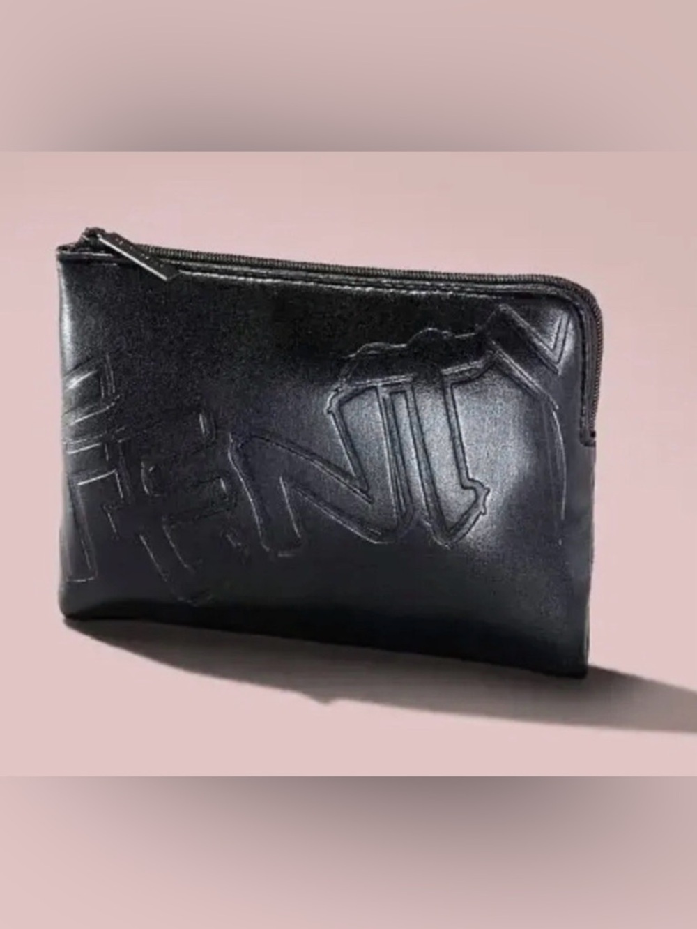 Fenty Beauty Embossed Makeup Bag | Rihanna Fenty Cosmetic Pouch | Clutch-Black